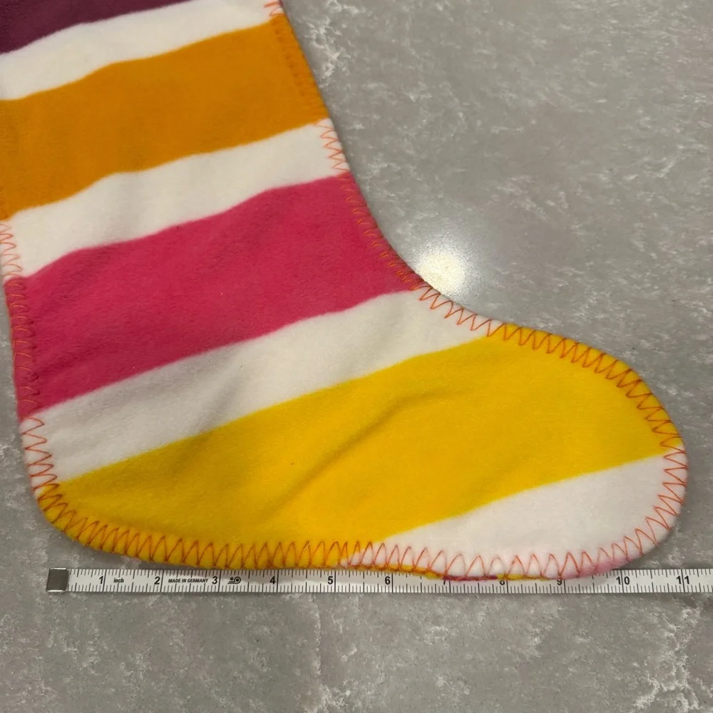 Old Navy Pink and Yellow Hobo Felt Appliqué Stocking with Jewels NWOT